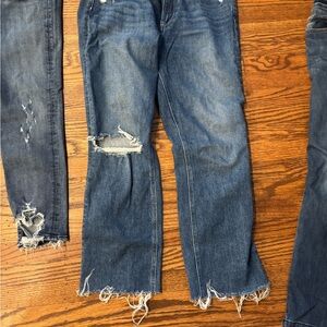 PAIGE Blue Distressed Straight Leg Jeans